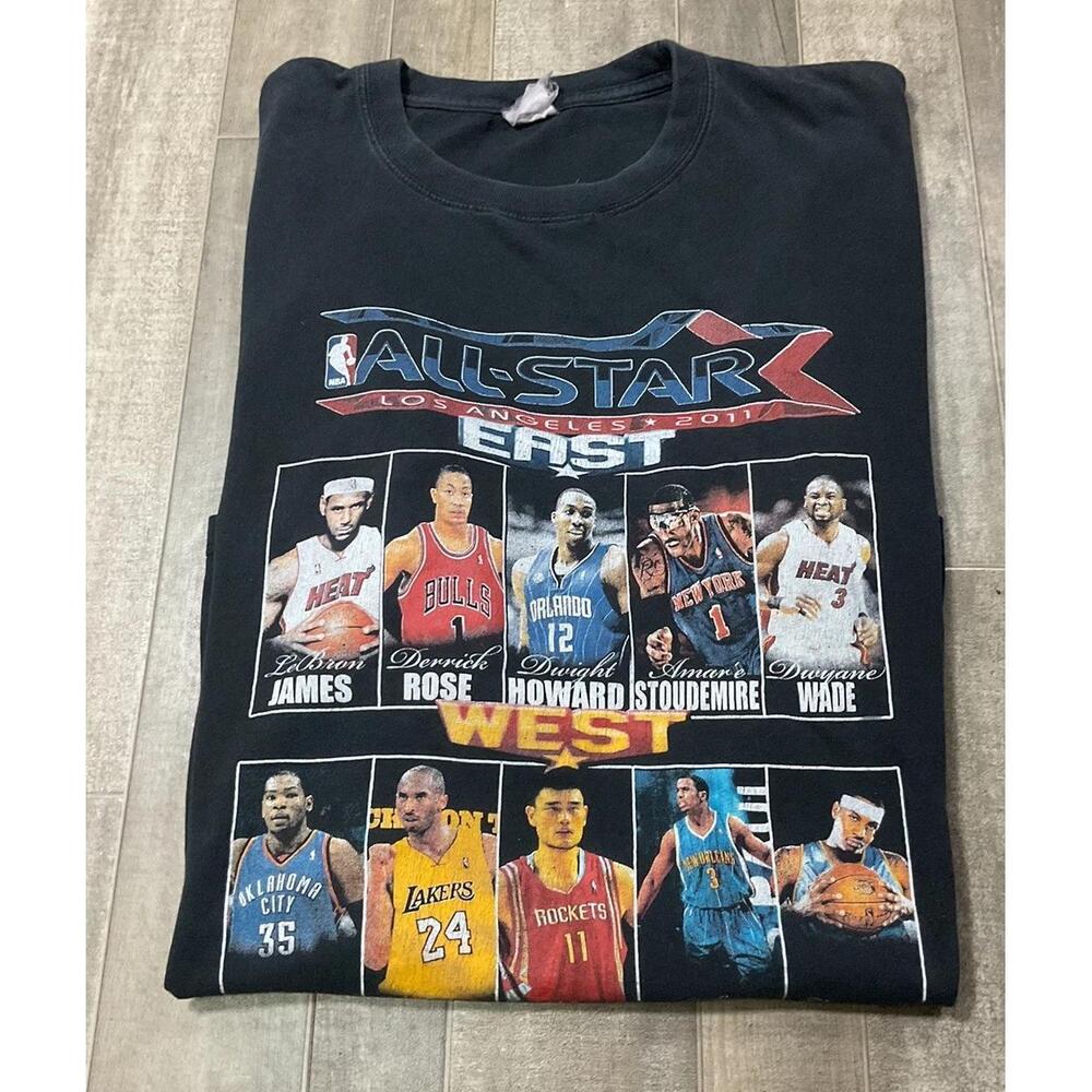Vtg Nba All Star Game Rap Lot Tee 2011 Kobe Bryant Lebrun James Rare